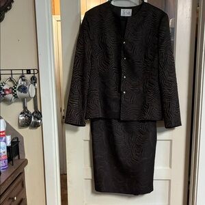 Le Suit Brown Skirt Suit 16